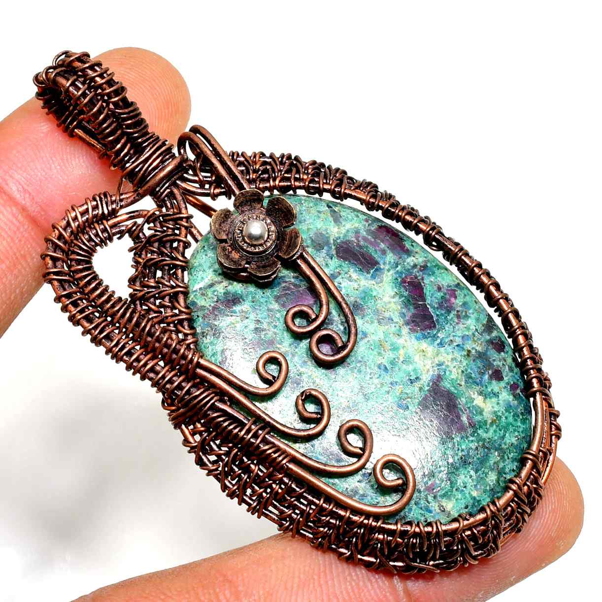 Gaia’s Embrace – Copper-Wrapped Stone Pendant
