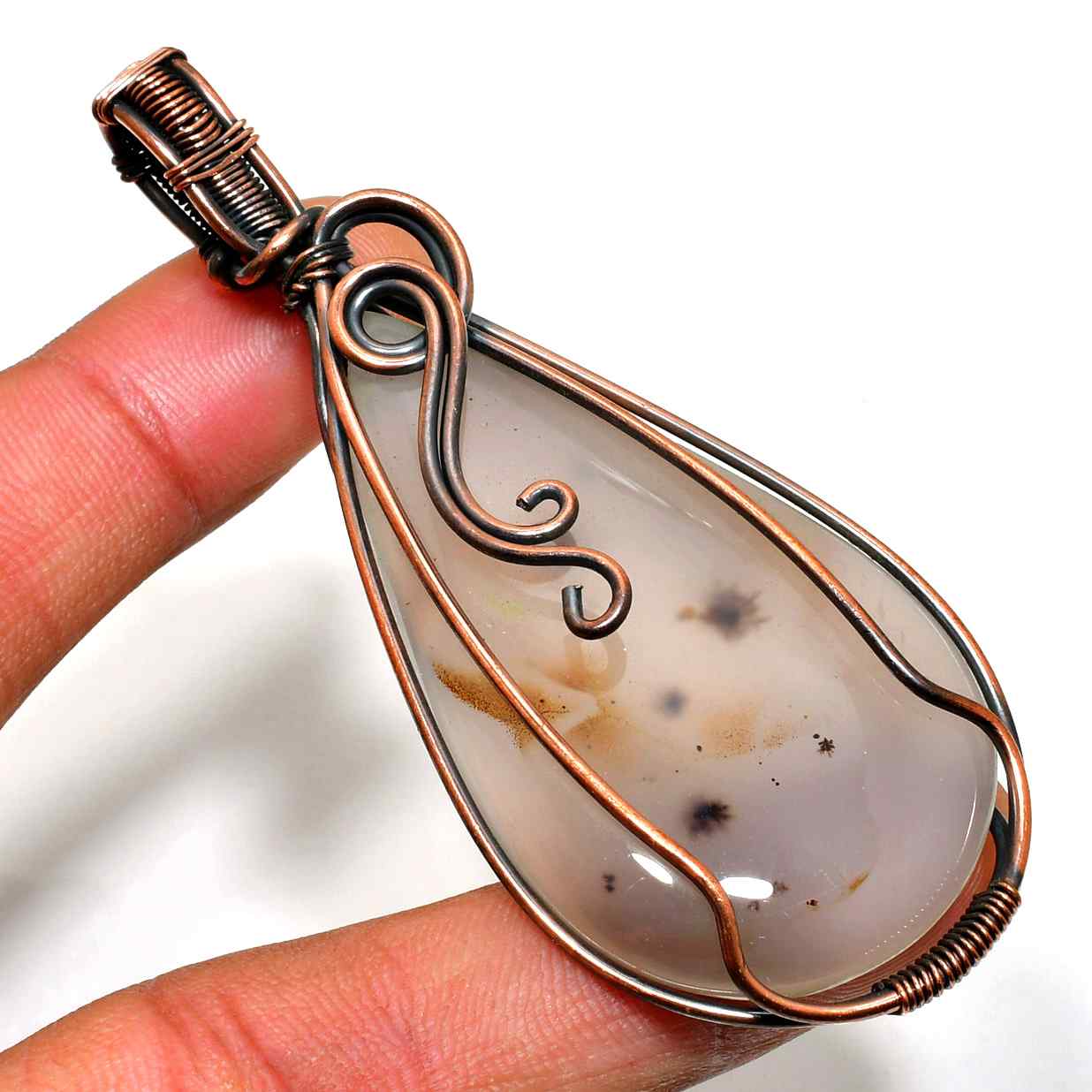 Agate Harmony – Copper Wire Pendant