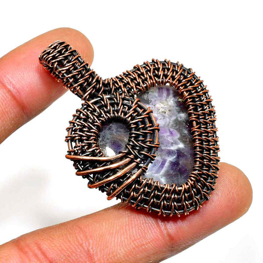Ezra’s Veil – Amethyst & Oxidized Copper Pendant