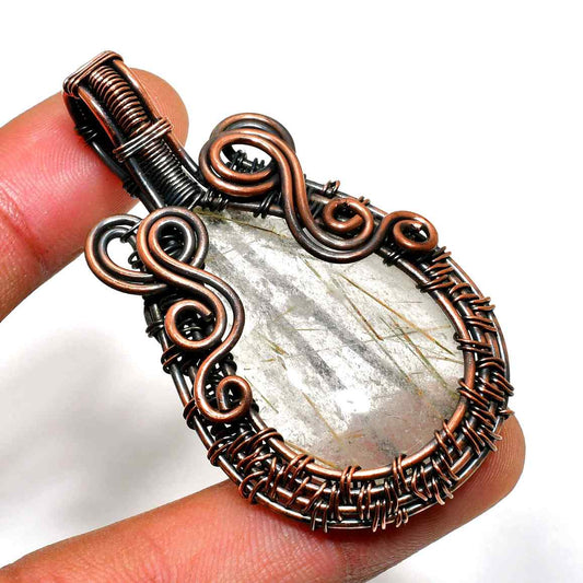 Aurora’s Essence – Clear Quartz Copper Pendant