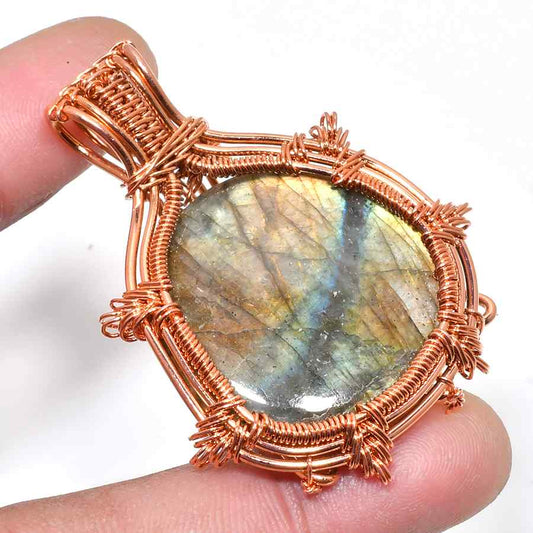Aurora’s Shield – Labradorite Copper Pendant