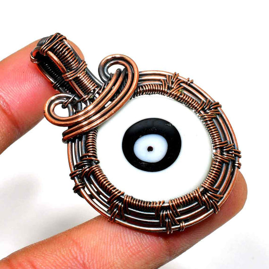 Protector’s Gaze – Black & White Glass Copper Pendant