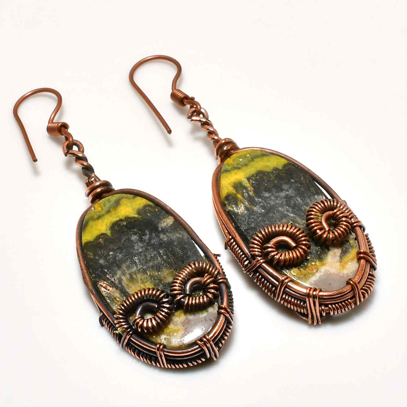 Gaia’s Embrace – Copper Wrapped Earthstone Earrings