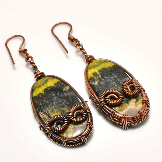 Gaia’s Embrace – Copper Wrapped Earthstone Earrings