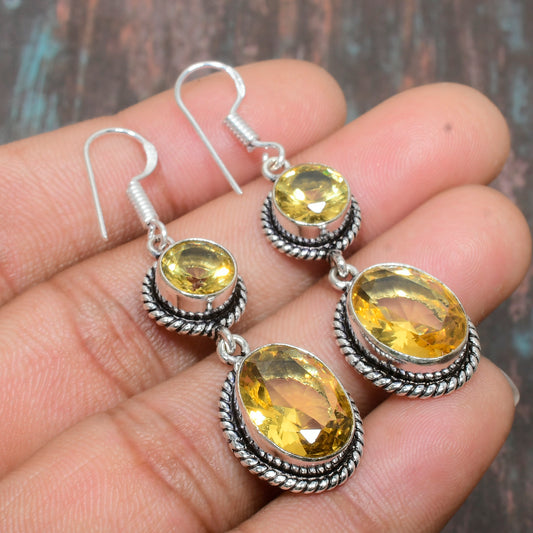 Aurora’s Glow – Citrine & Silver Earrings