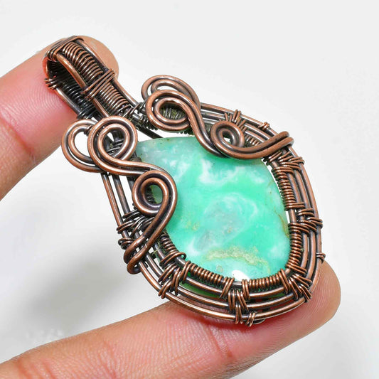 Aqua Harmony – Turquoise Copper Wire Pendant