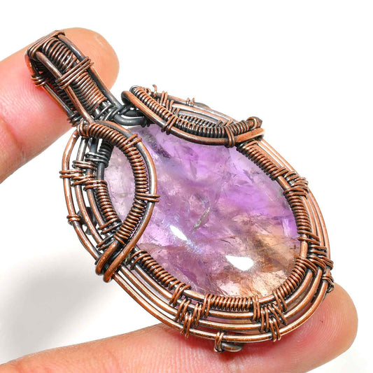 Ezra’s Veil – Handcrafted Amethyst & Oxidized Copper Pendant