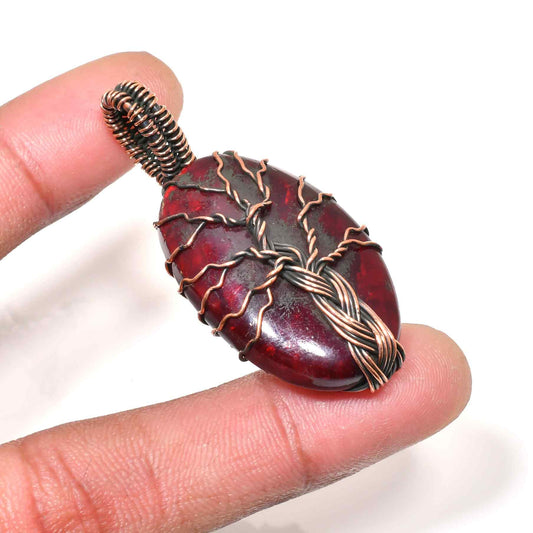 Wild Embrace – Red Jasper Copper Pendant
