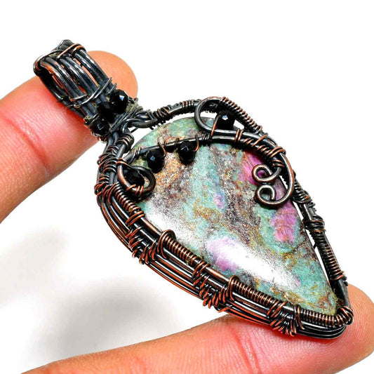 Heart of Harmony – Rhodonite Copper Pendant