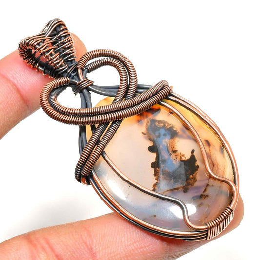 Serenity’s Embrace – Oxidized Copper Agate Pendant