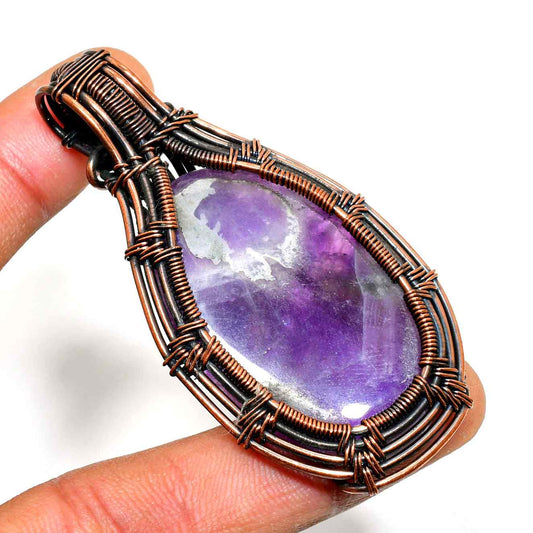 Ezra’s Veil – Oxidized Copper Amethyst Pendant