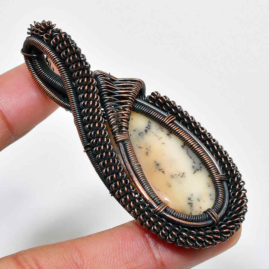 Ember’s Whisper – Oxidized Copper & Natural Stone Pendant