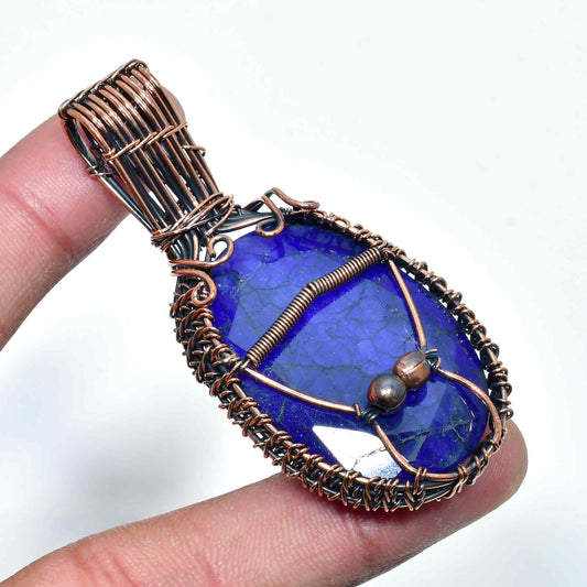 Ezra’s Veil – Lapis Lazuli & Oxidized Copper Pendant