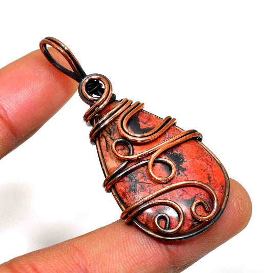 Gaia’s Ember – Red Jasper Copper Pendant