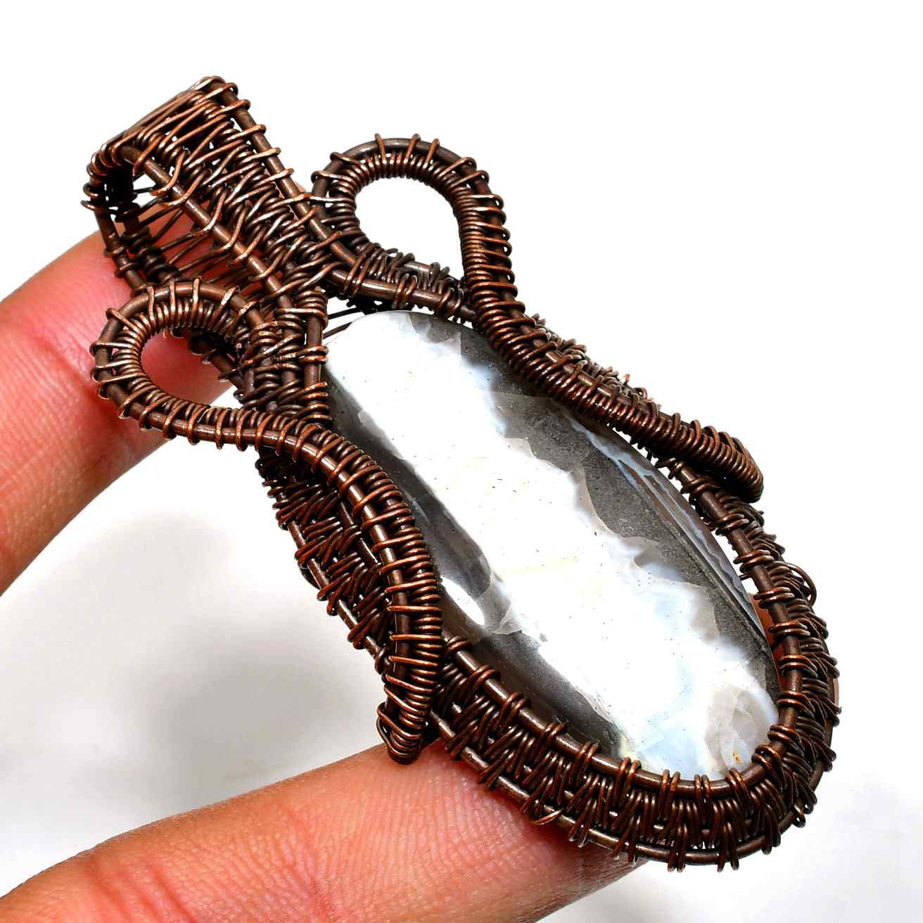 Gaia’s Embrace – Copper-Wrapped Agate Pendant