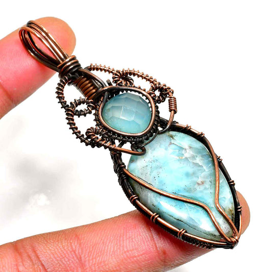 Ocean’s Embrace – Larimar Copper Pendant