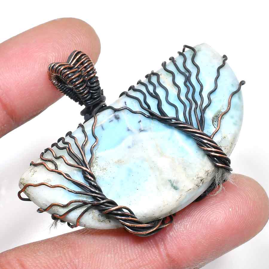 Ocean’s Whisper – Turquoise & Oxidized Copper Pendant