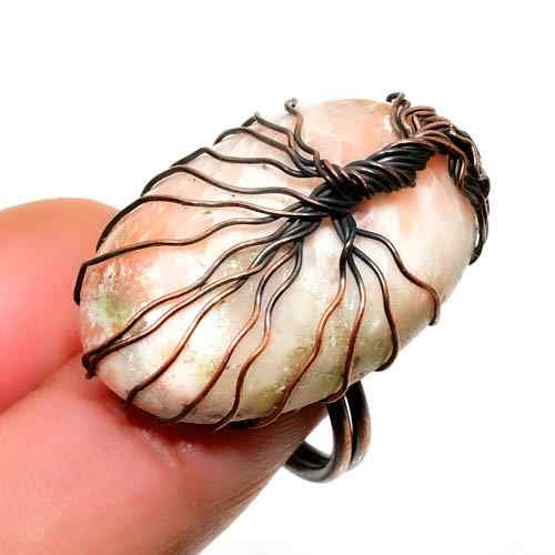 Ember’s Embrace – Oxidized Copper Wrapped Stone Ring