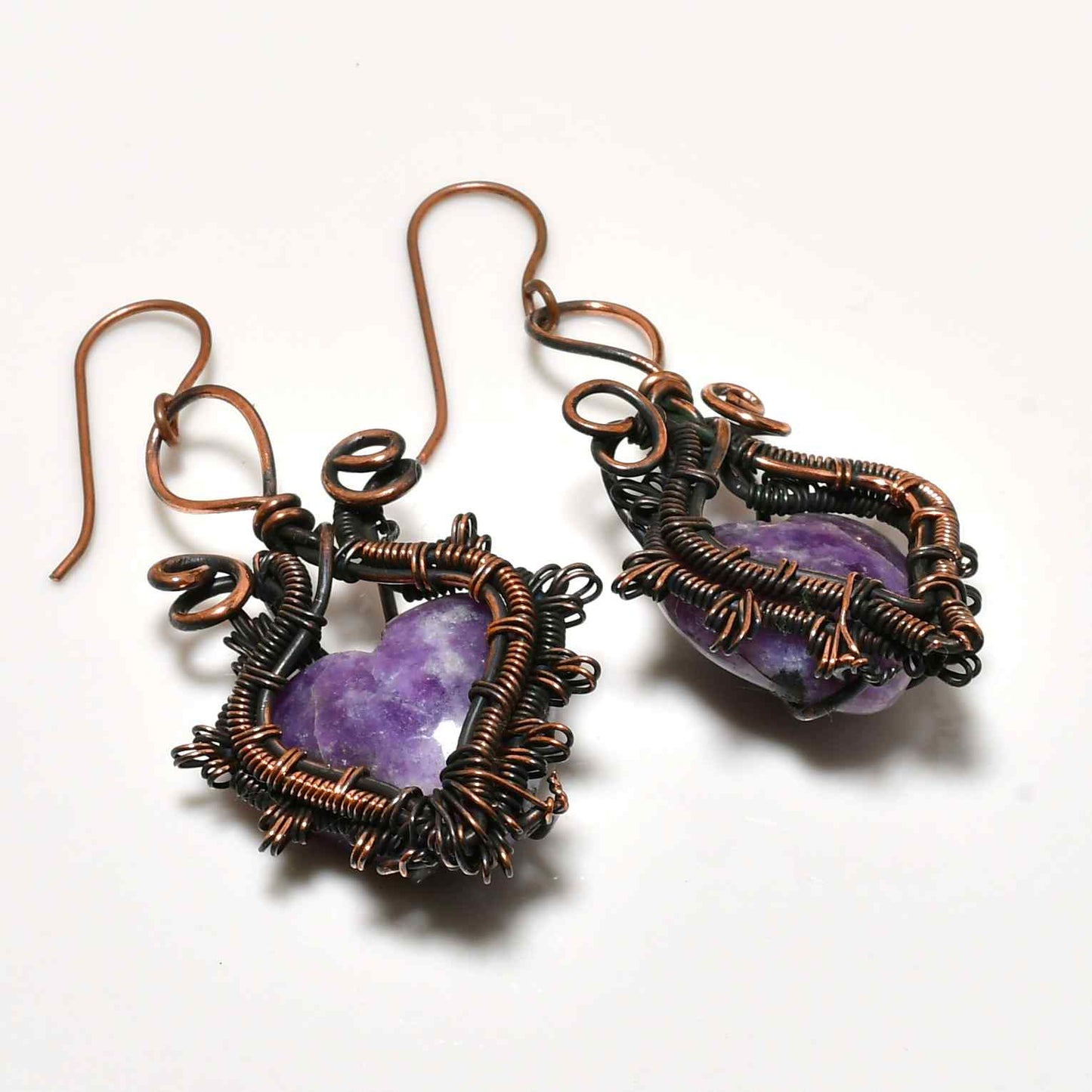 Celeste Glow – Oxidized Copper Amethyst Earrings