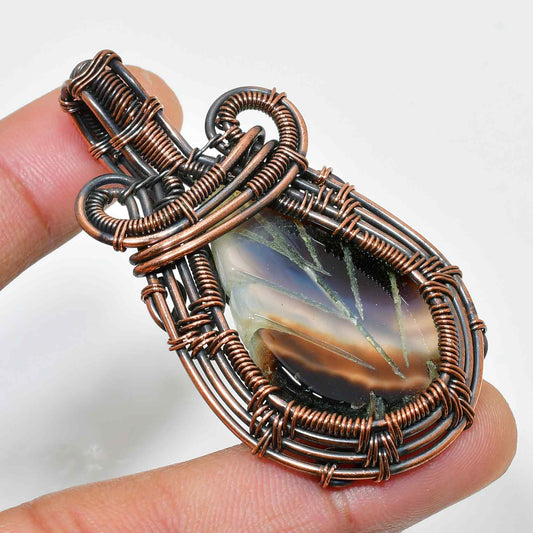 Gaia’s Embrace – Copper & Gemstone Pendant