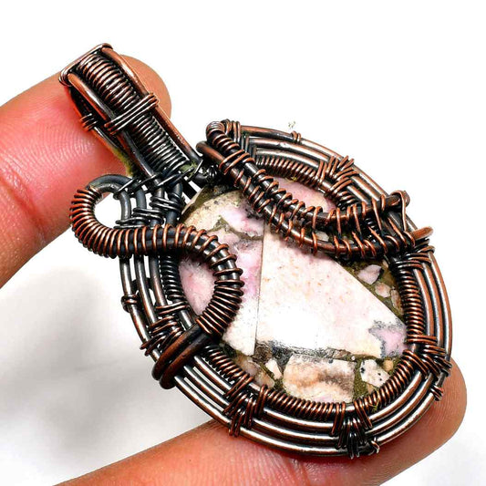 Serenity’s Embrace – Rose Quartz Copper & Silver Pendant