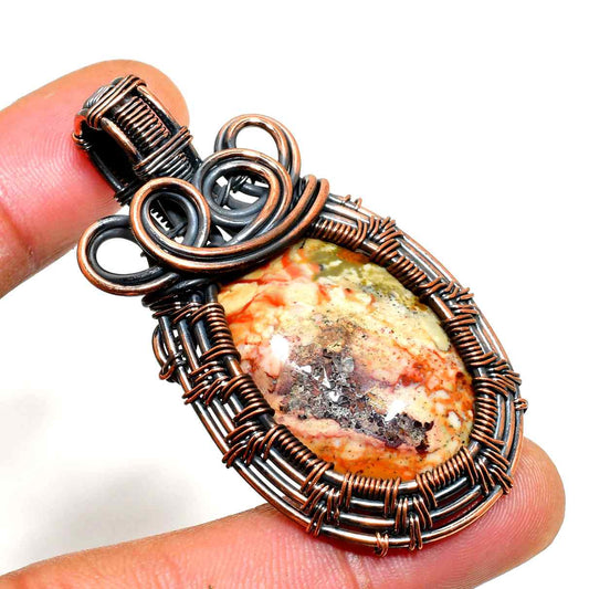 Earth’s Embrace – Hand-Wrapped Natural Stone Pendant