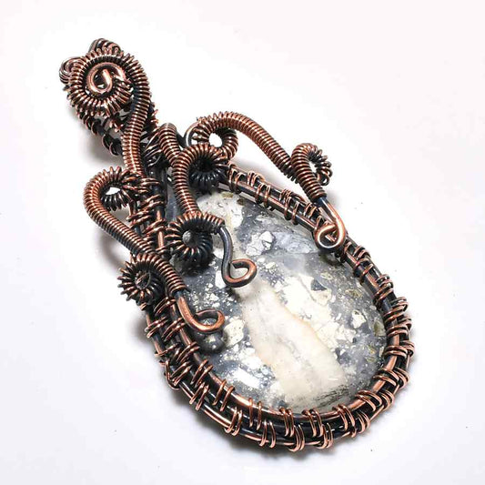 Ezra’s Veil – Agate & Copper Pendant