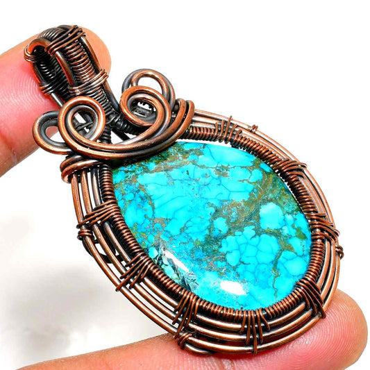 Serenity’s Embrace – Turquoise & Antique Copper Pendant