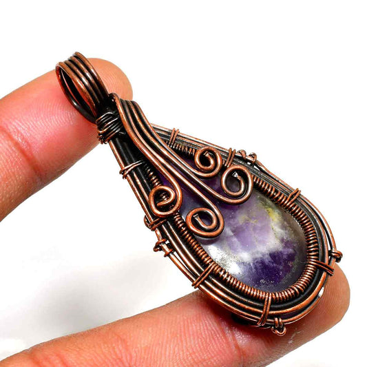 Ezra’s Veil – Oxidized Copper Amethyst Pendant