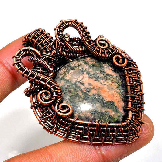 Gaia’s Embrace – Copper-Wrapped Gemstone Pendant