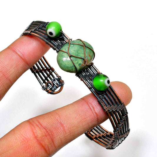 Gaia’s Guardian – Green Stone & Eye Bead Bracelet