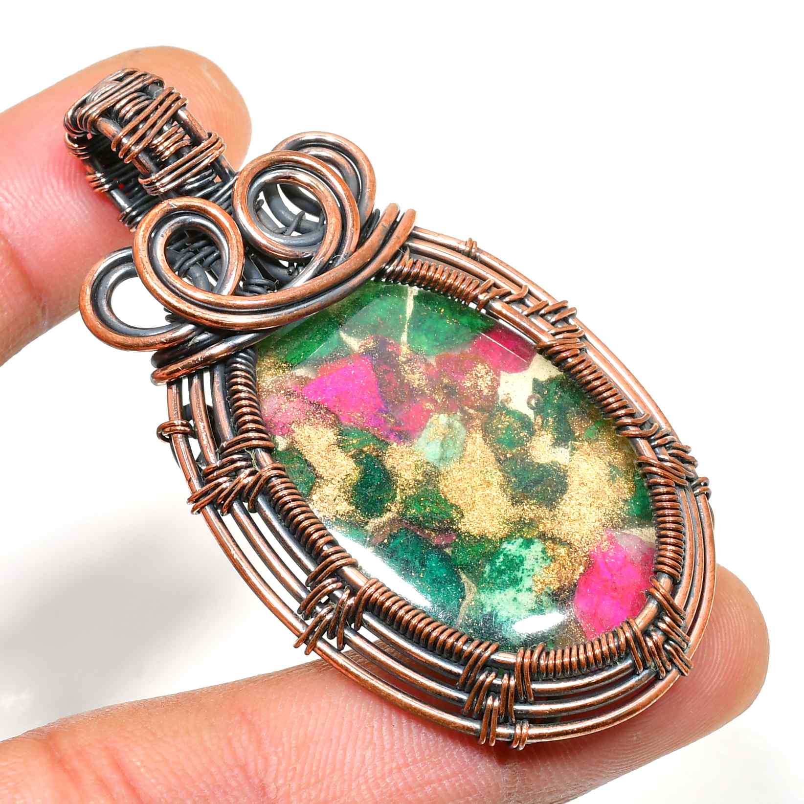Aurora’s Harmony – Copper & Gemstone Pendant