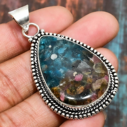 Ocean’s Dreamweaver – Turquoise & Tourmaline Pendant