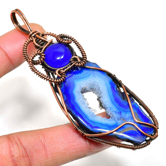 Azure Dream – Agate Copper Wire Pendant