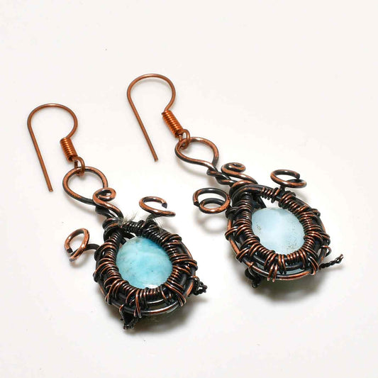 Tranquil Tide – Aquamarine & Copper Earrings