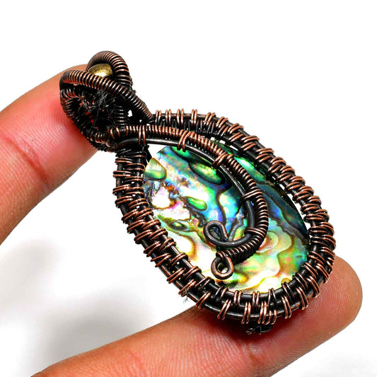 Ocean’s Embrace – Abalone Copper Pendant