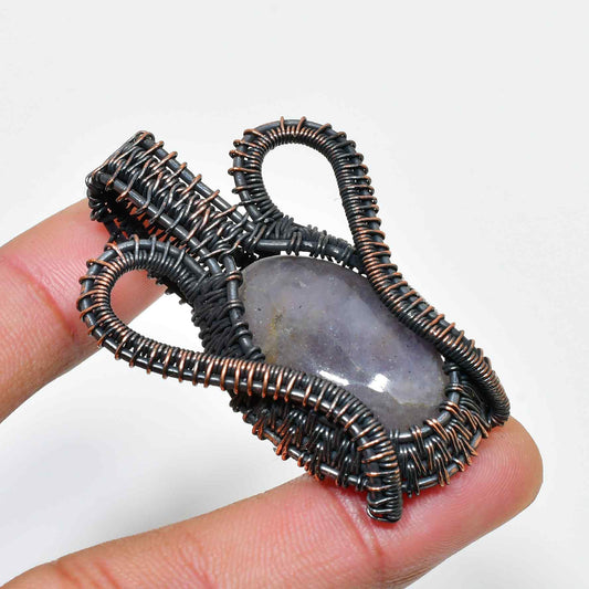 Ezra’s Veil – Handwrapped Amethyst Copper Pendant