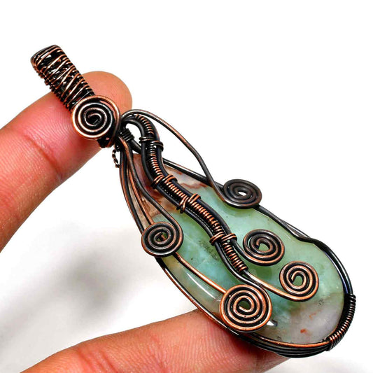 Gaia’s Embrace – Copper-Wrapped Natural Stone Pendant