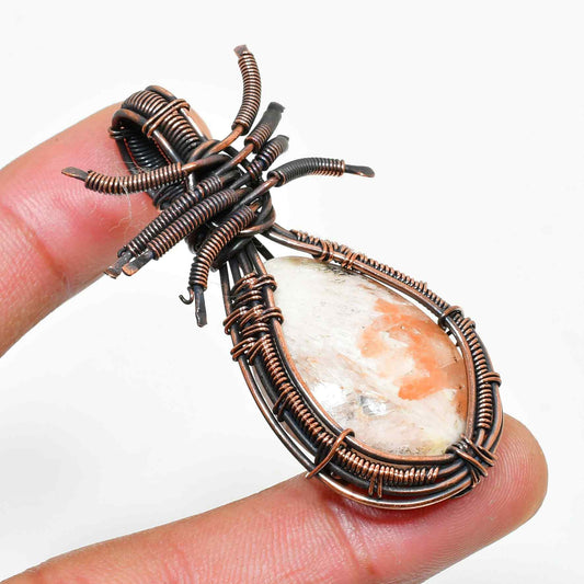 Ezra’s Veil – Rose Quartz Copper Pendant