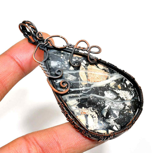 Luna’s Balance – Black & White Stone Copper Pendant
