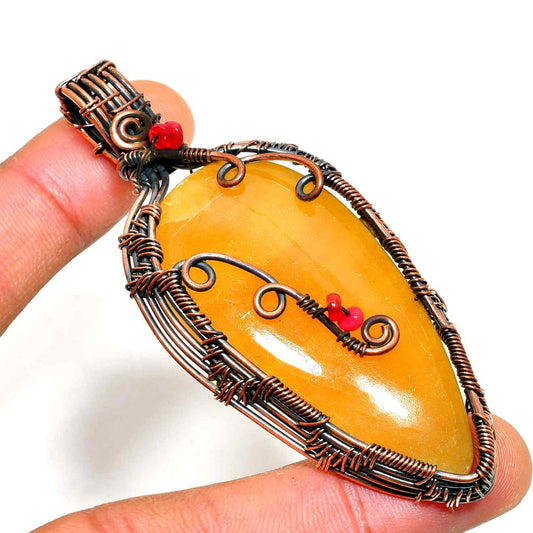 Sunlit Harmony – Yellow Jade Copper Pendant