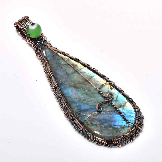 Moonlit Cascade – Labradorite & Copper Pendant