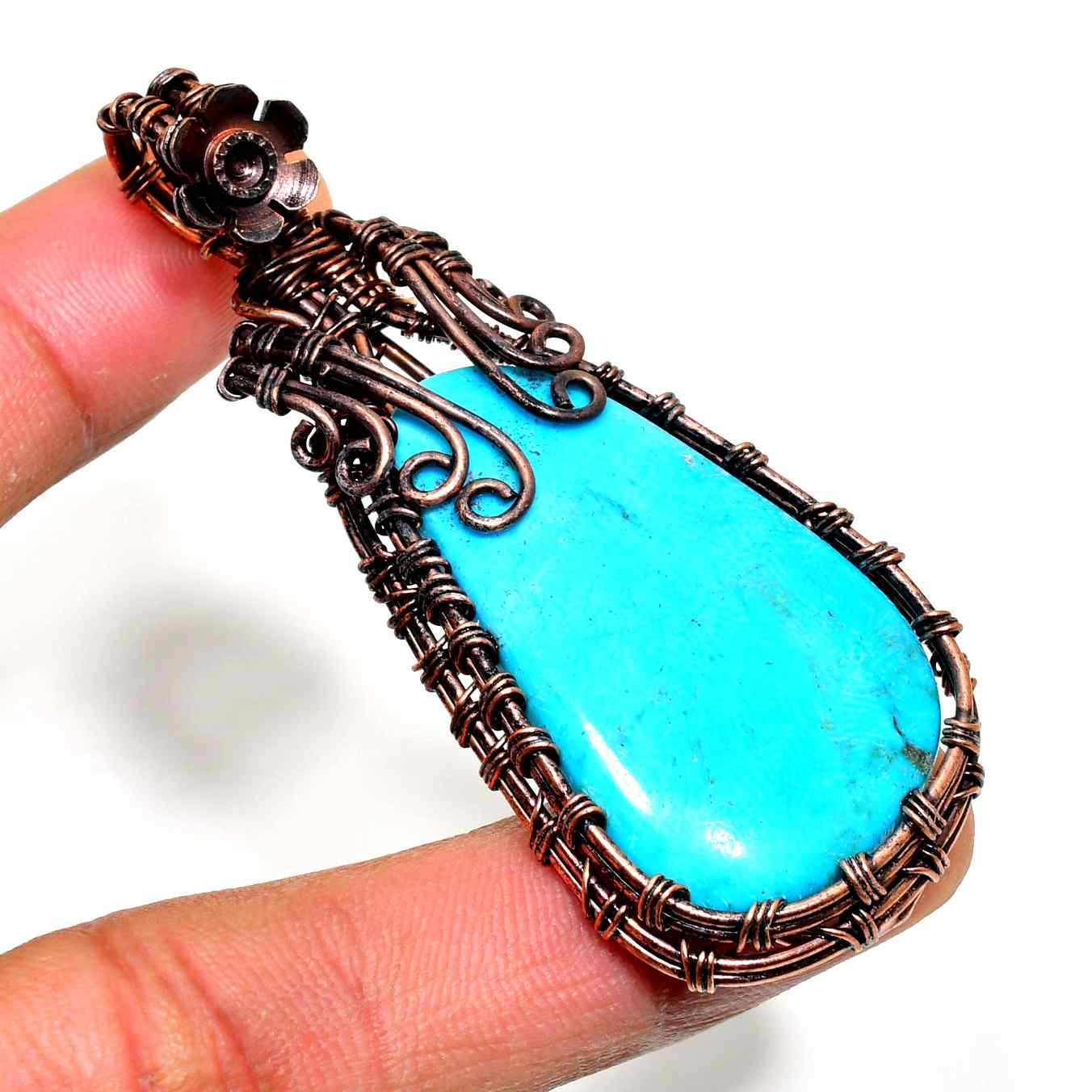 Tranquil Whisper – Turquoise & Copper Pendant