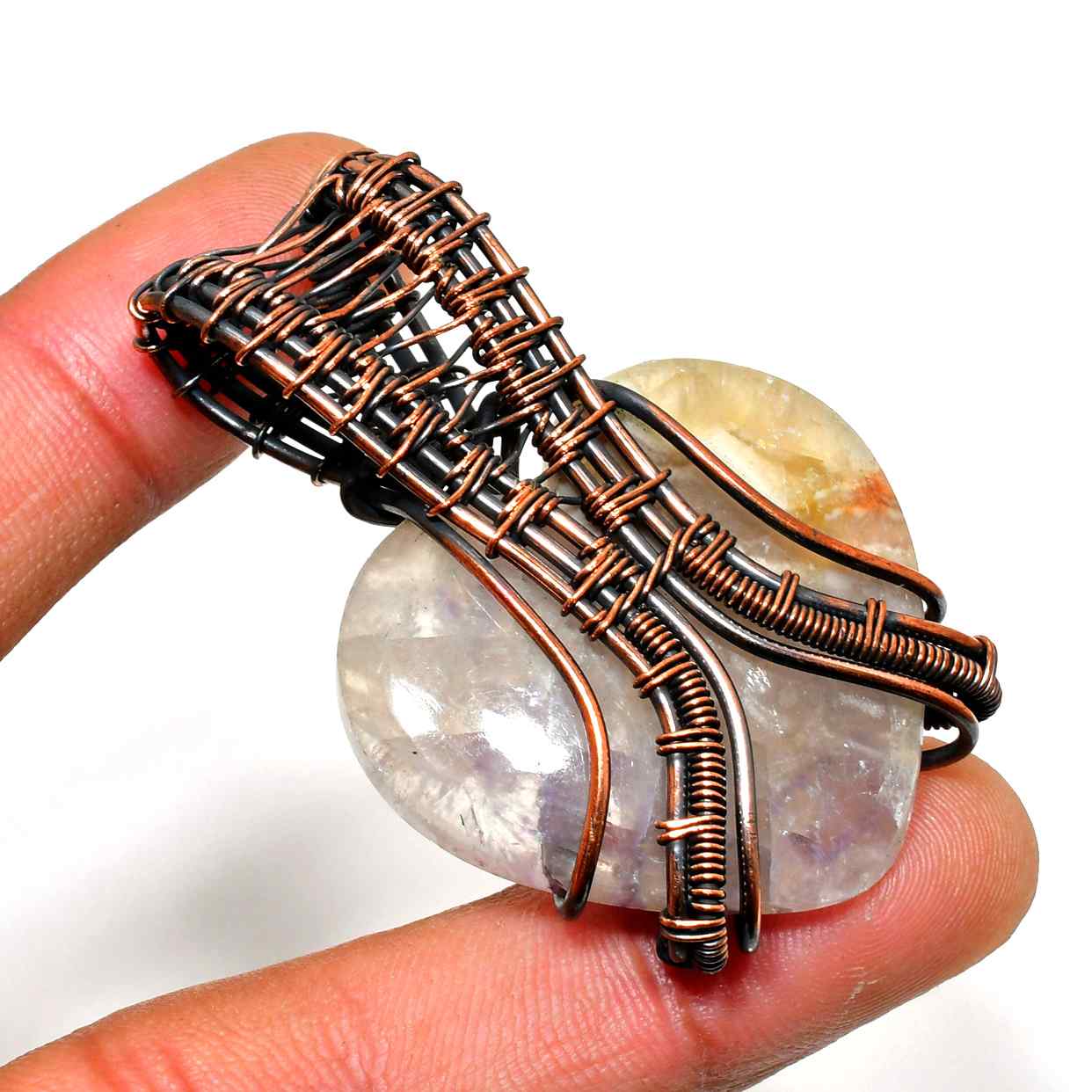Ezra’s Veil – Handcrafted Amethyst & Oxidized Copper Pendant