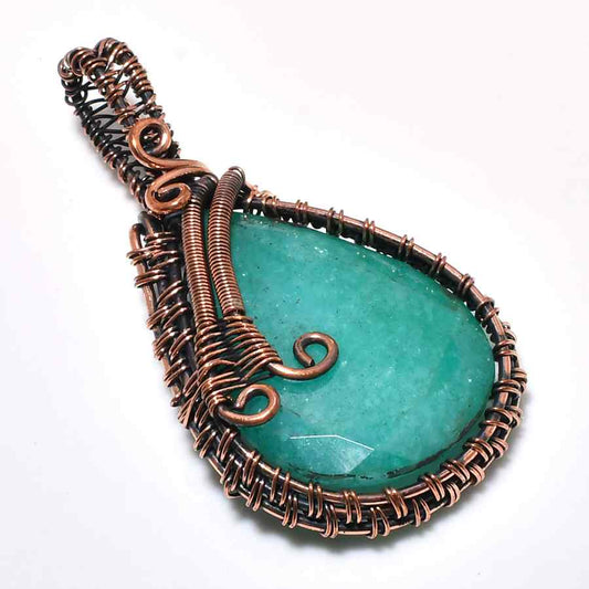 Emerald Dreams – Copper-Wrapped Emerald Pendant
