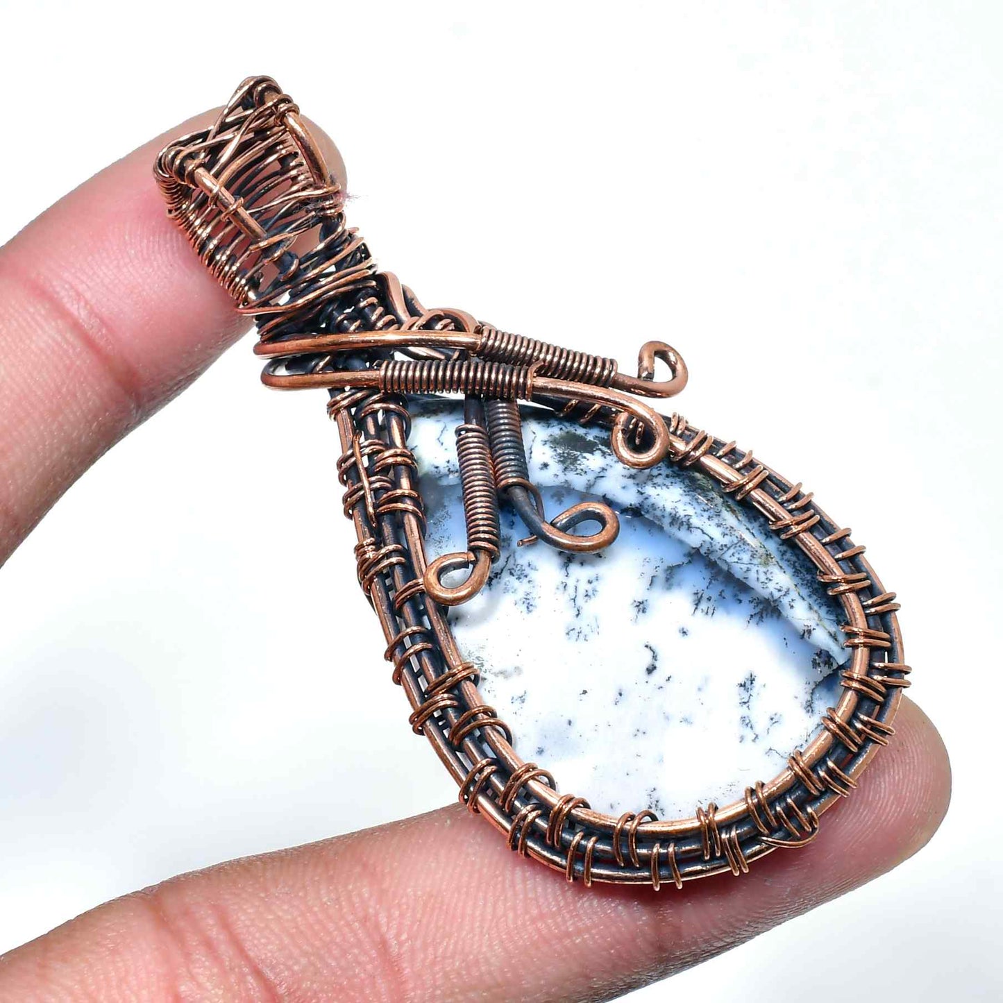 Luna’s Embrace – White Stone Copper Pendant