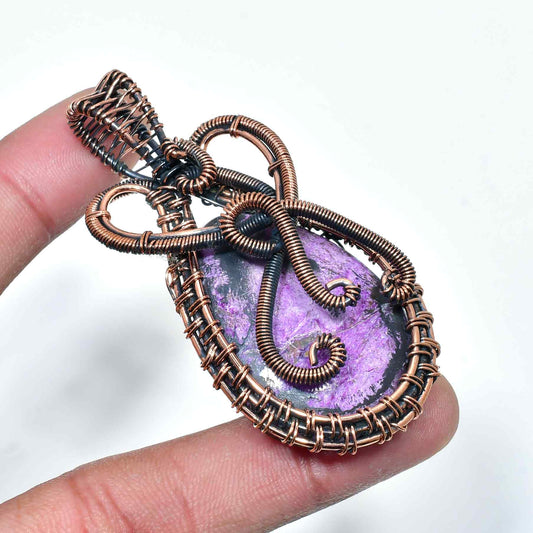 Ezra’s Veil – Amethyst & Copper Wire Pendant
