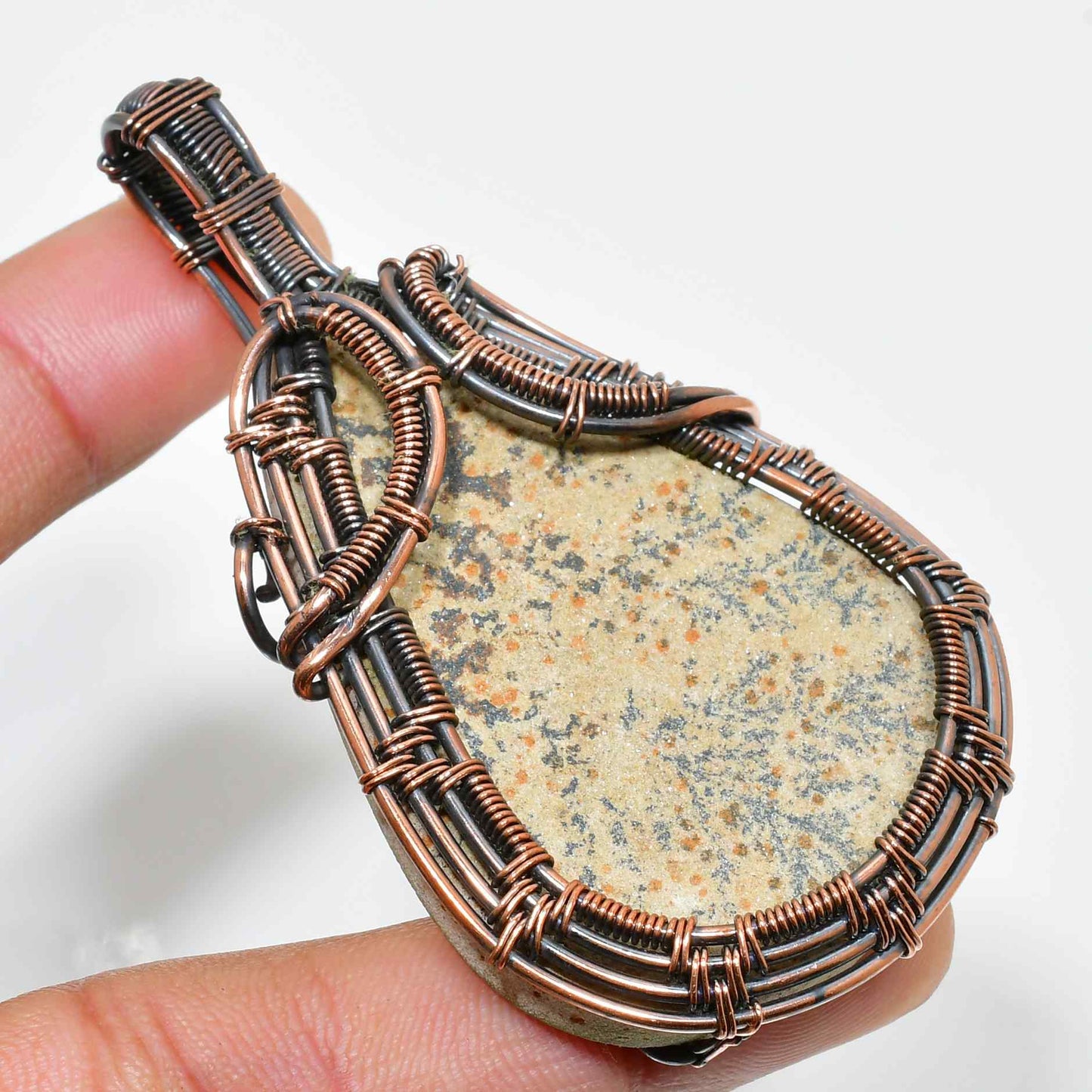 Ember’s Heart – Copper-Wrapped Earthstone Pendant