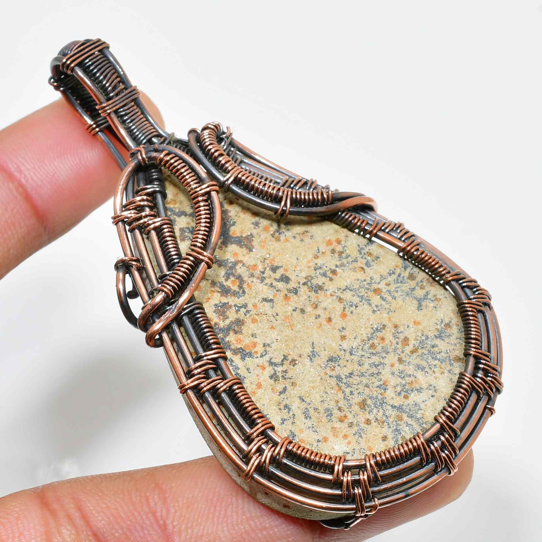 Ember’s Heart – Copper-Wrapped Earthstone Pendant