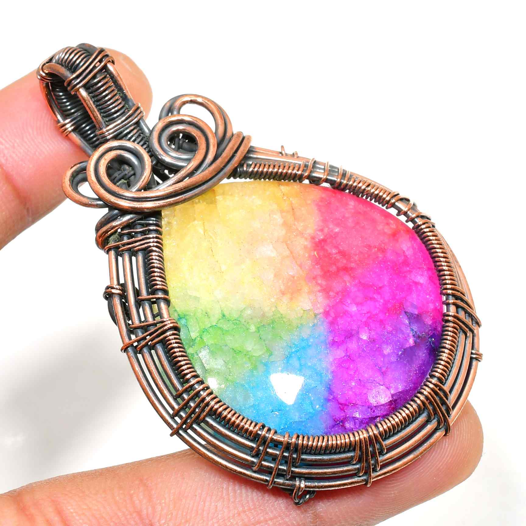 Aurora’s Embrace – Rainbow Aura Quartz Pendant